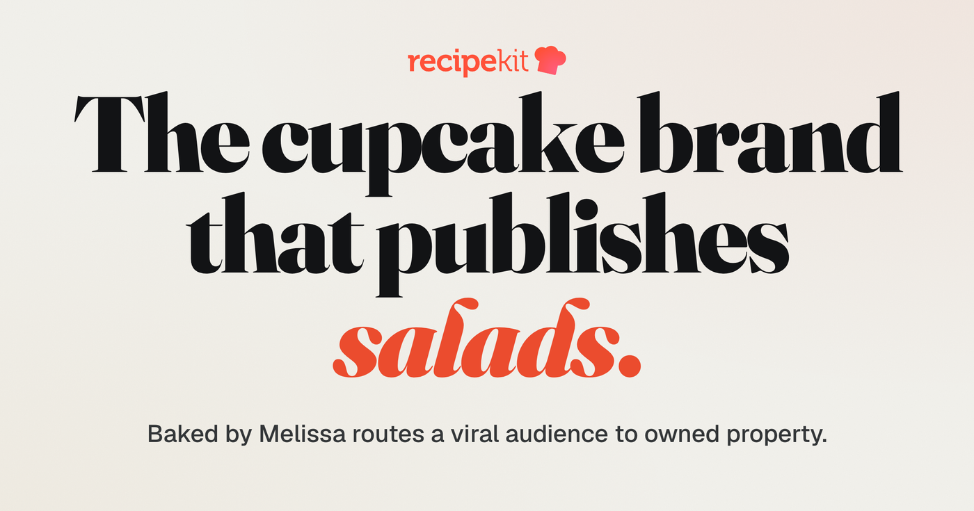 Case study cover: The cupcake brand that publishes salads. A Recipe Kit customer story about Baked by Melissa.