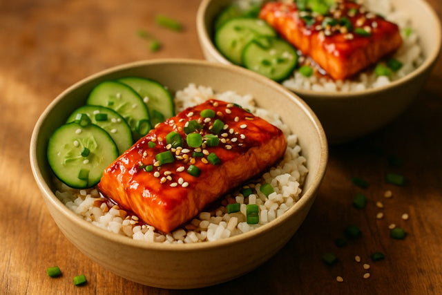 Sticky Sweet Chili Salmon Bowls